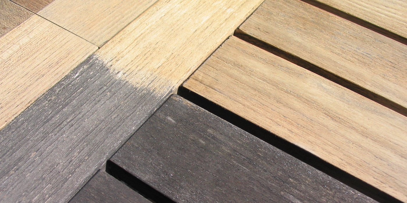 Učinek čiščenja lesene terase, tik