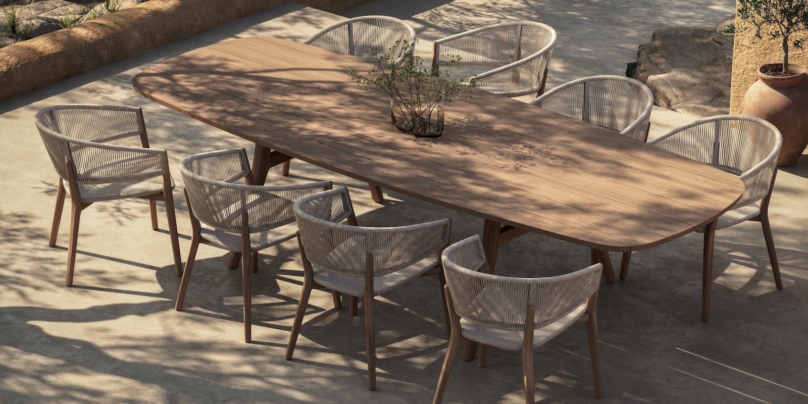 Vrhunska vrtna garnitura za elegantno vrtno jedilnico, Prehod