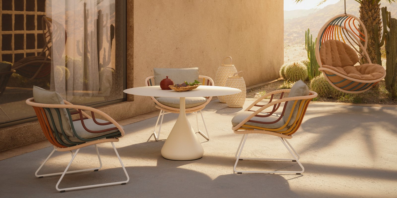 Lounge stoli z gugalnikom Kida na balkonu, Prehod, Dedon